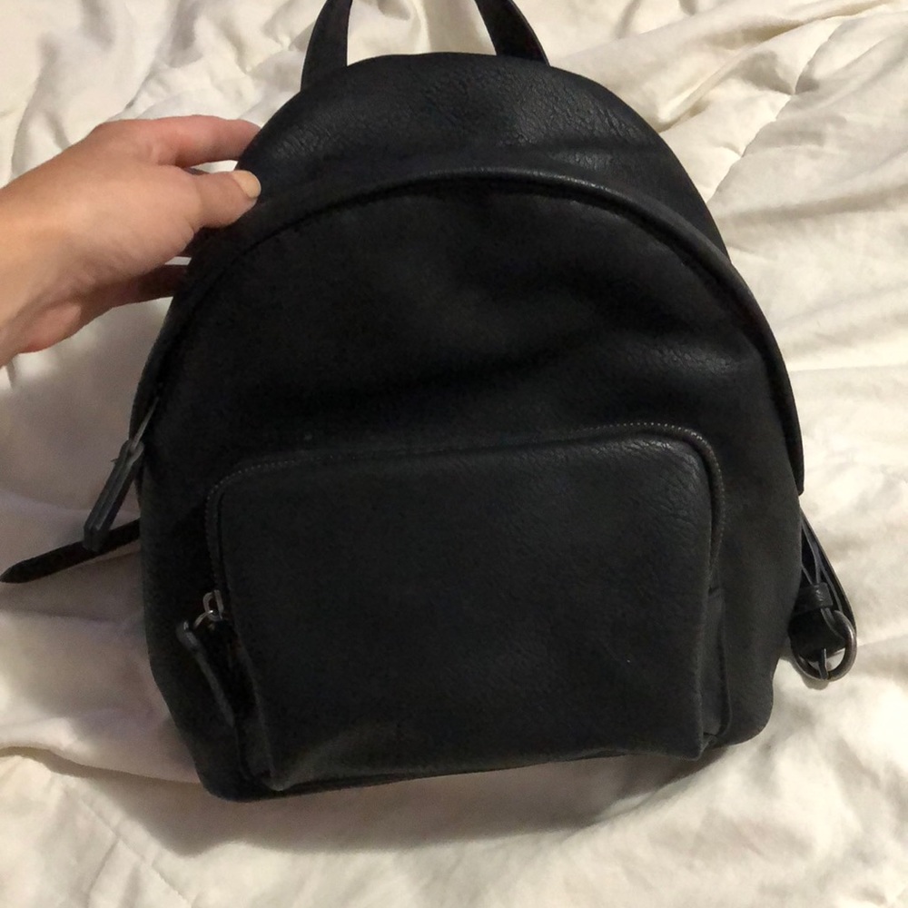 Mini black faux leather book bag used 1x